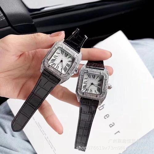 卡家微商代发时尚镶钻山度士方形石英女士送女朋友手表厂家货源