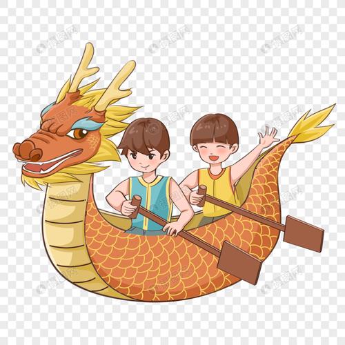 男孩赛龙舟