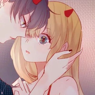 江孑一对两张可爱手绘漫画超甜好看的不易撞双人情侣头像情头
