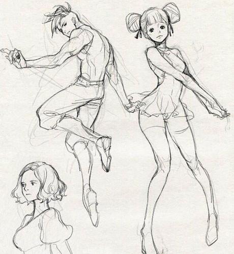 [原画线稿] 人物武术动作 姿势结构 动态线稿 日式动漫插画绘画参考