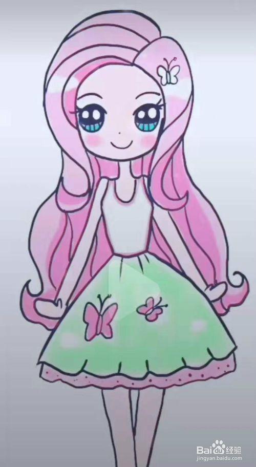 简笔画小马柔柔女孩装