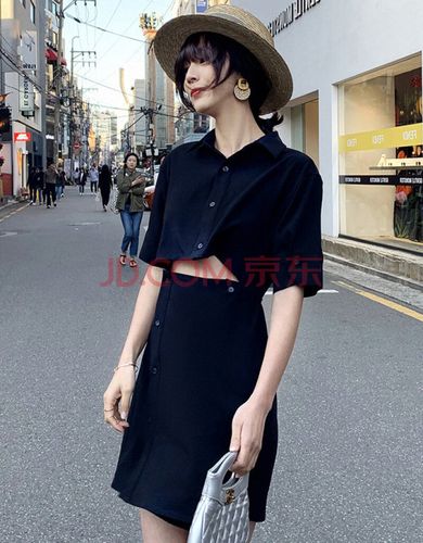 女神范衣服桔梗法式初恋复古超仙女森系连衣裙夏季 蓝黑色(含吊带) s
