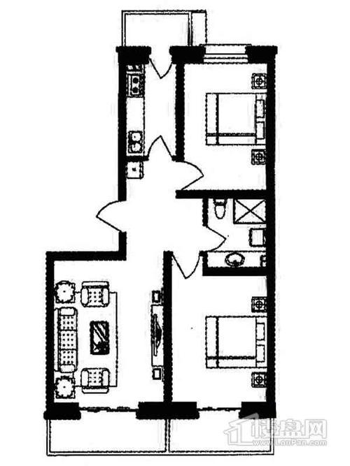 碧水家园精装两室南北通透装修棒 紧邻海泰广场 白领上班首选; 户型图