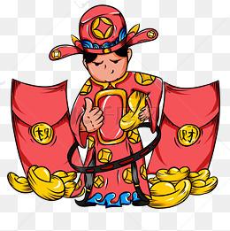 中国风手绘红包财神爷