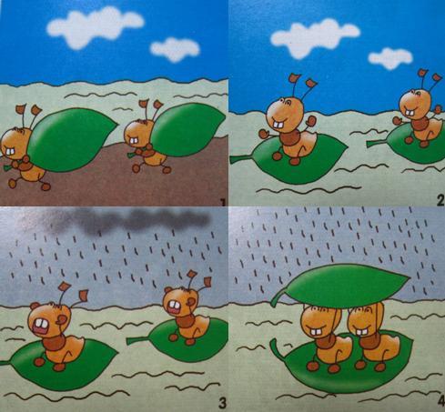 二年级看图写话简笔画小蚂蚁过河