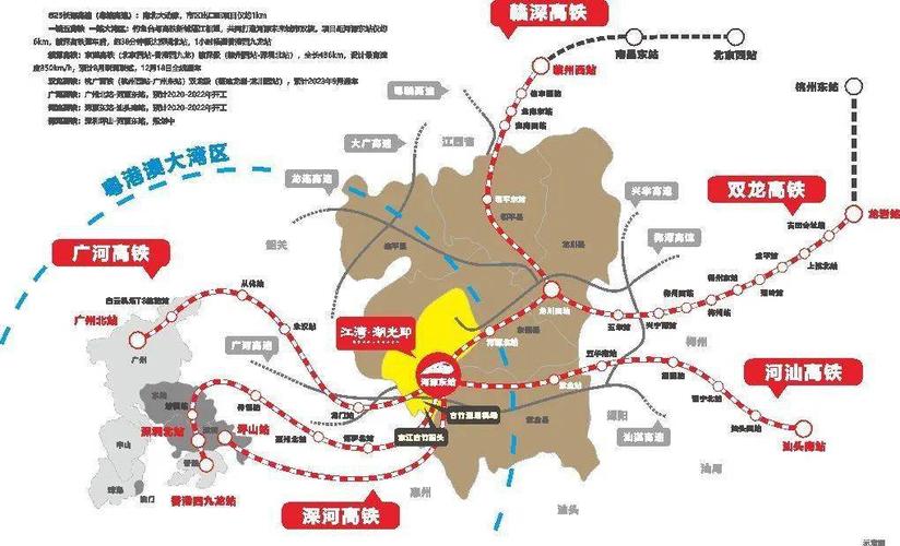 北站,一小时畅通香港西九龙;另一条是双龙高铁(福建龙岩—龙川西站)