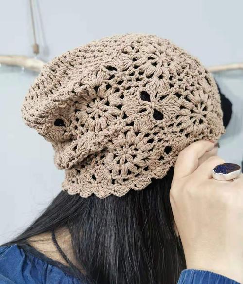 针织帽百搭时尚毛线镂空休闲逛街韩版透气帽子勾花钩花圆顶d堆堆