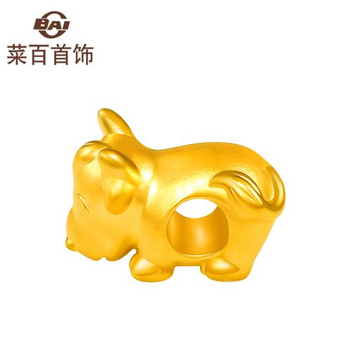 菜百首饰 黄金转运珠吊坠 十二生肖牛 千足金转运珠 1