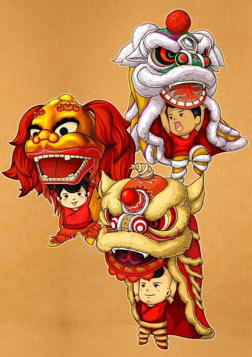 春节插画特辑|安利你们一波舞狮素材