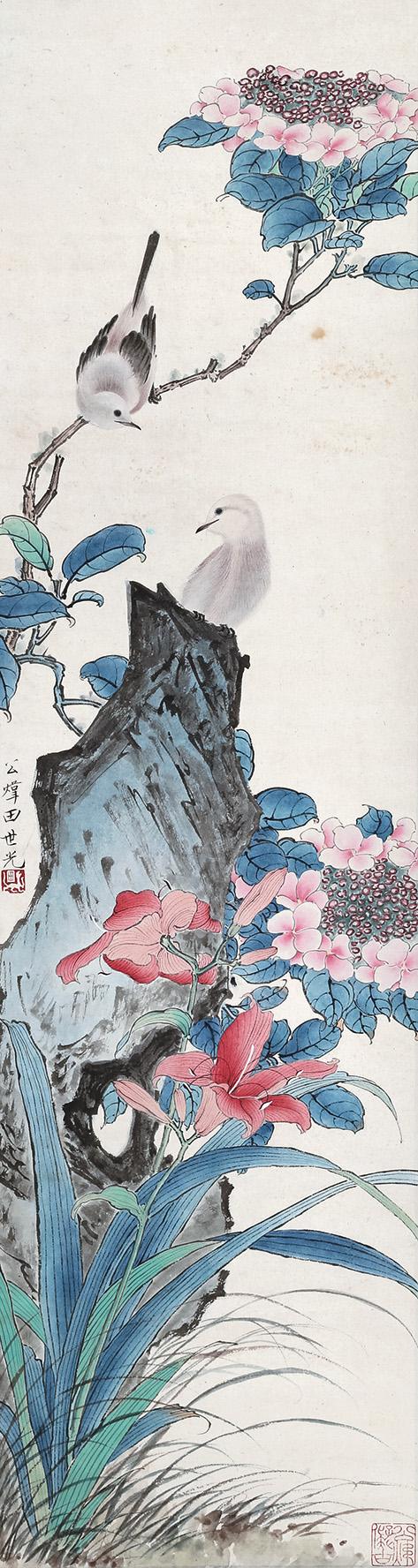 田世光-双禽图拍卖预展,田世光作品拍卖估价,四川灏瀚