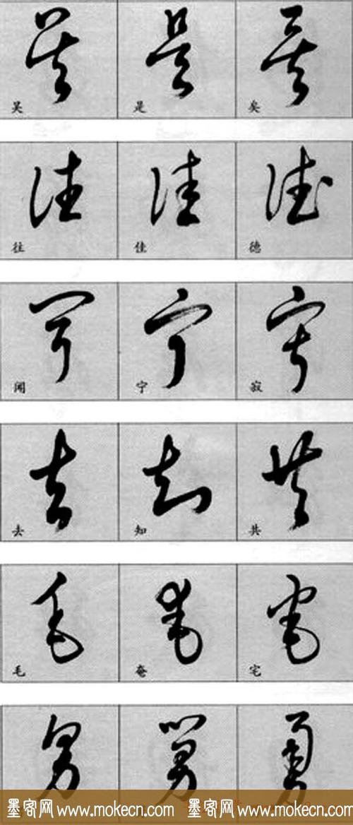 草书疑似字对照表