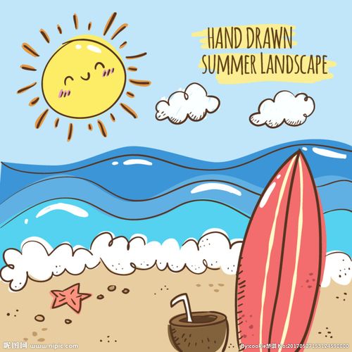 手绘卡通夏天海洋背景图片