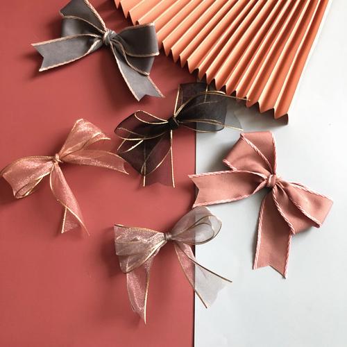 金边涤纶丝带花束蝴蝶结捆绑缎带绸带礼物包装彩带花艺包花丝带