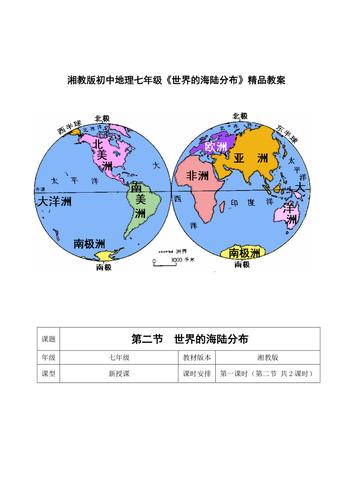 初中地理七年级《世界的海陆分布》精品教案.doc