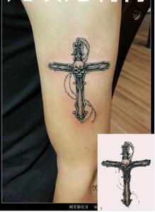 男女刺青 十字架纹身贴 花臂 脚脖 脖子 防水防汗纹身 立体3d