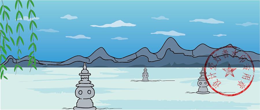 西湖十景图片儿童画(2)