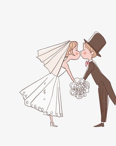 手绘矢量卡通可爱小清新婚礼结婚新郎新娘