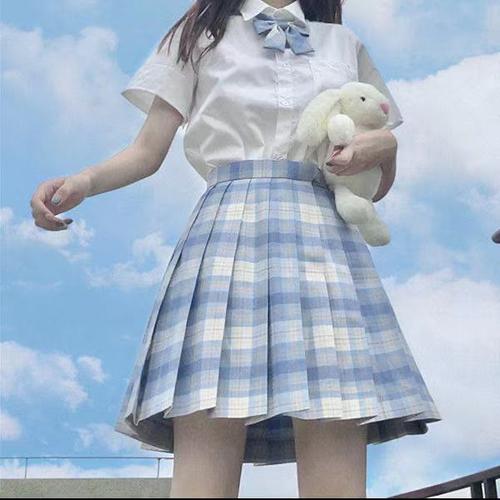 日系jk制服格裙半身裙短袖衬衫水手服百褶裙学院风少女裙超仙套装