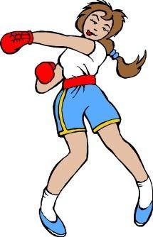 进行拳击练习的卡通女孩插画
