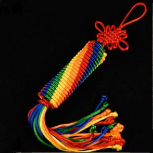 藏式挂饰纯手工五彩转经筒罗盘结,金刚结车挂饰 中号