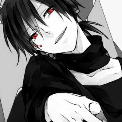 二次元男生头像黑白 红瞳