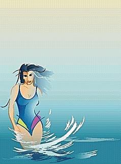 穿着连身泳衣的女人