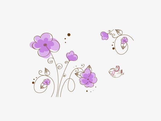 关键词 : 淡紫色,花纹,小清新,花卉,线条,背景装饰矢量图