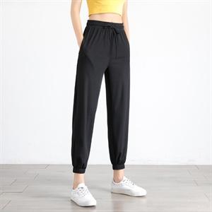 冰冰丝运动裤女夏季薄款宽松束脚九分休闲速干高腰垂感灯笼裤图片