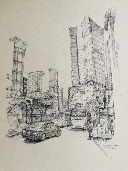 风景速写钢笔画手绘写生照片