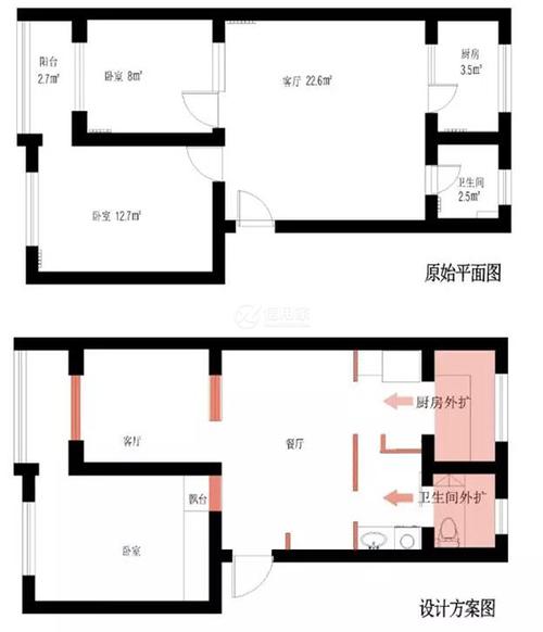 50平老房子改造前后户型图对比