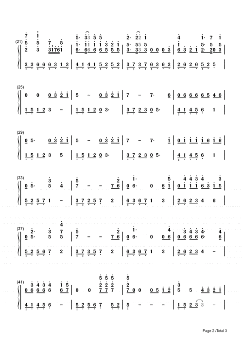 青春修炼手册 tfboys 钢琴谱 双手 数字 简谱.pdf 3页