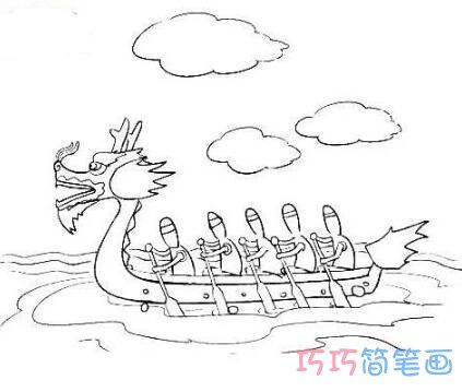 划龙舟怎么画 赛龙舟的画法简笔画图片