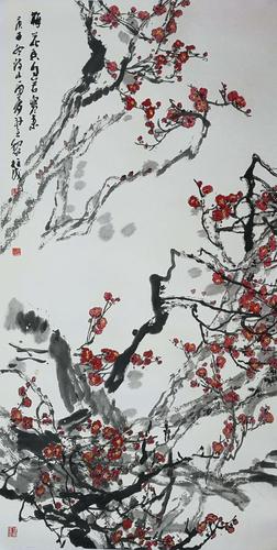 《梅花香自苦寒来》138cm*68cm      2020年   水墨设色纸本