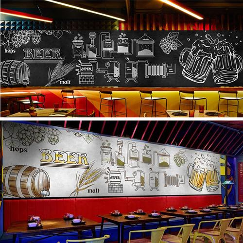 世界啤酒族谱清吧背景墙壁纸精酿啤酒屋工艺图酒吧烧烤店餐厅墙布