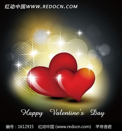 动感背景上依偎在一起的心形矢量图