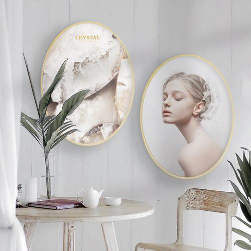 卧室壁画玄关明净椭圆形装饰画北欧挂画