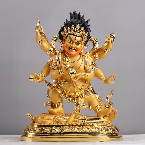 大黑天财神像藏传佛教密宗佛像居家摆件工艺品六臂玛哈嘎拉铜像