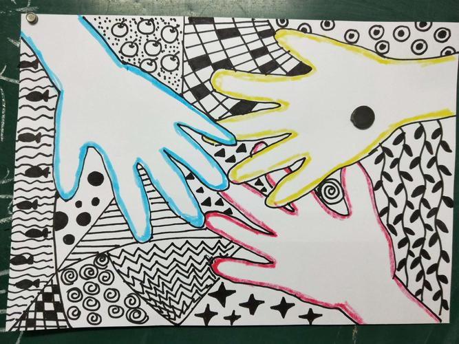 创意线描画《有手的背景图案》2018.10.31