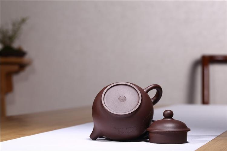 万志群紫砂壶作品 原矿紫泥掇只壶 310cc 国家级工艺美术师 万志群