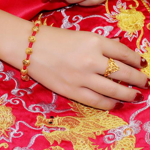 戒指新款镀金黄金结婚新娘栀子花金戒指简约指环戒指