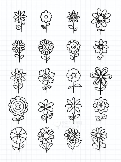 简笔画|零基础花卉素材各种小花朵的画法(1)_简笔画_花卉_素材_教程