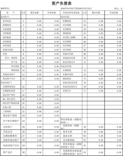 2019最新资产负债表