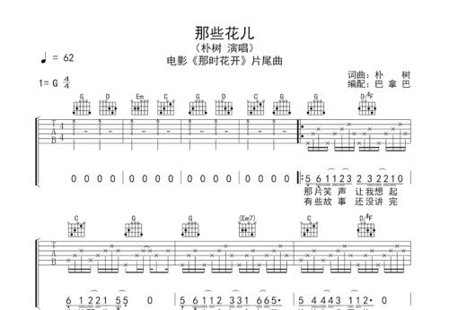 那些花儿吉他谱_朴树_g调弹唱 - 吉他世界网