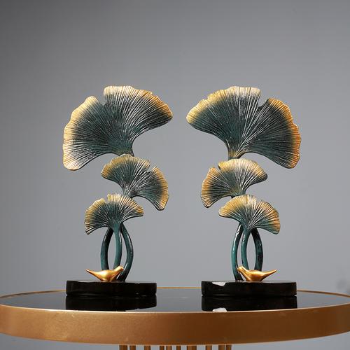 北欧轻奢摆件银杏银杏树树叶装饰品套装客厅玄关摆件