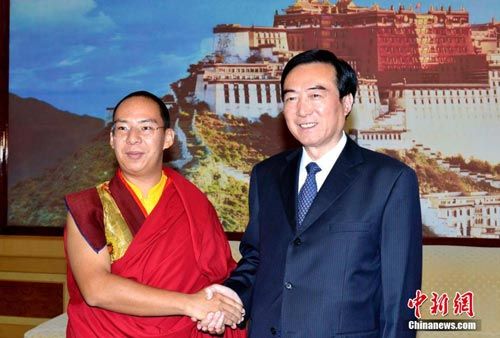 区委员会书记陈全国在拉萨会见了第十一世班禅额尔德尼·确吉杰布(图