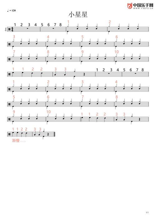 《小星星》鼓谱_架子鼓谱
