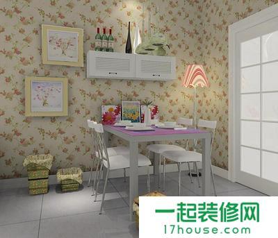 韩式田园风格餐厅墙面壁纸装修效果图韩式田园风格餐桌餐椅图片