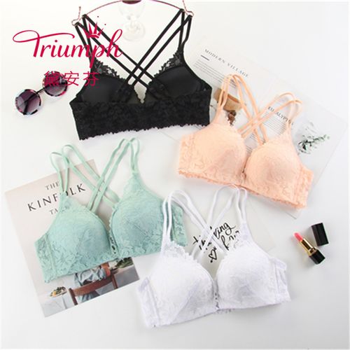 黛安芬文胸春夏新款全蕾丝舒适无钢圈聚拢美背前扣文胸套装