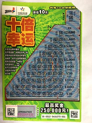 广东湛江夫妻秒杀顶呱刮"十倍幸运"25万头奖