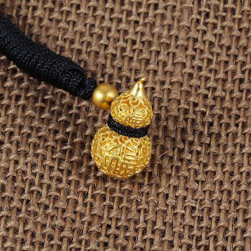 黄金码头古法足金999镂空葫芦福吊坠黄金福禄项链生日纪念日礼物视频